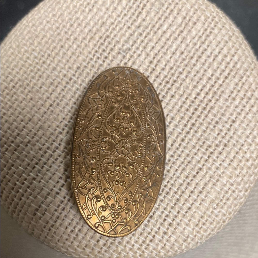 Handcrafted Intricate Bronze Brass Oval Brooch